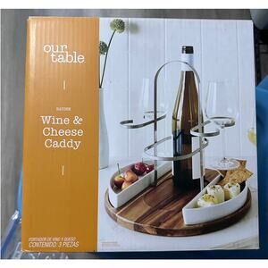 Our Table Wine and Cheese Caddy New In Box Holiday Gift